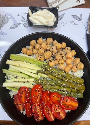 Bowl without a sauce but vegan mayonnaise (2022)  at The Yard in Parga