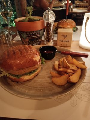 Vegan burger at The Yard in Parga