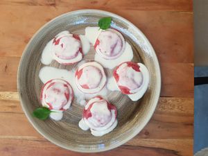 Beetroot girasolli stuffed with chickpeas! Delicious... at The Yard in Parga