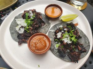 Braised Hibiscus flowers taco at La Bartola in Toronto