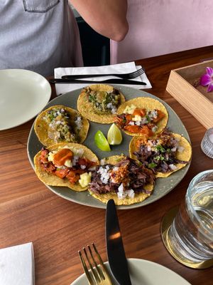 Taco sampler  at La Bartola in Toronto