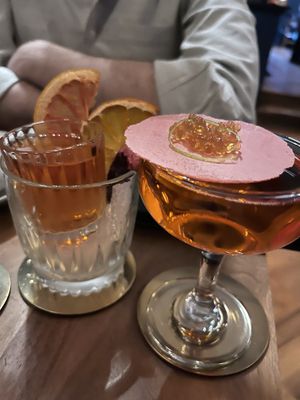 Vegan negroni and I can’t remember the other one but it had absinthe smoke. Really fun!   at La Bartola in Toronto