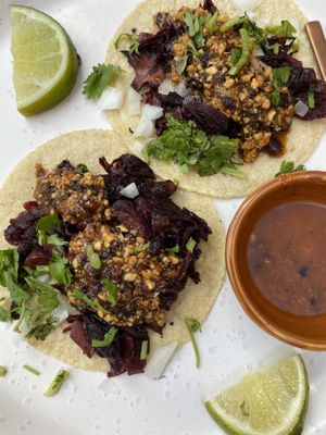 Hibiscus tacos  at La Bartola in Toronto