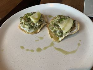 Green ceviche tostadas at La Bartola in Toronto