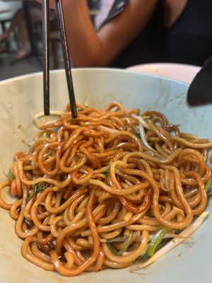 Noodles with fake prawn  at Pine Tree Cafe 长春树 - Fortune Centre in Central Singapore