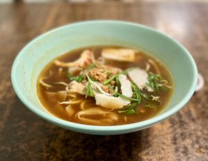 Prawn noodle soup (vegan)  at Pine Tree Cafe 长春树 - Fortune Centre in Central Singapore