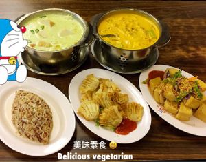 Green curry with brown rice plus other delicacies  at Pine Tree Cafe 长春树 - Fortune Centre in Central Singapore