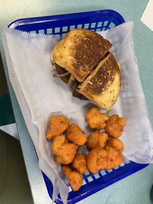 Vegan patty melt and cauliflower   at Ye Ole Fashioned Ice Cream & Sandwich Cafe in Summerville