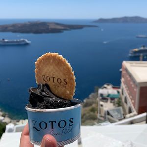   at Gelateria Zotos in Santorini