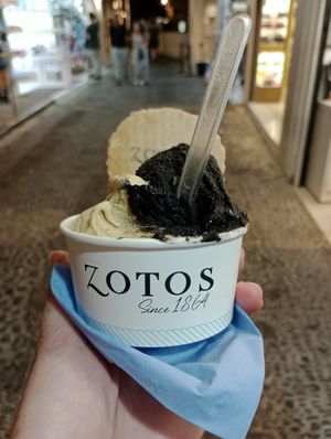 Yum at Gelateria Zotos in Santorini