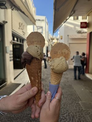   at Gelateria Zotos in Santorini