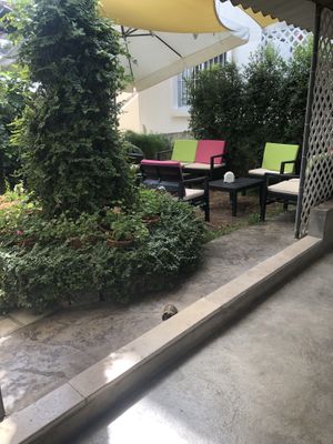 Outside seating area at Furn El Sabaya in Aamchit