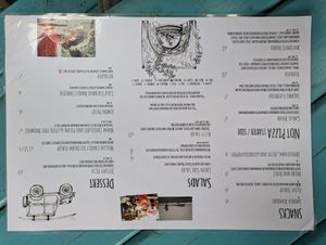 Upside menus! at The Rusty Oven - Pizzeria in Dunfanaghy