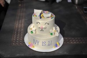 Custom birthday cake. Vanilla cake with cannoli filling at Papa Ganache in Matawan