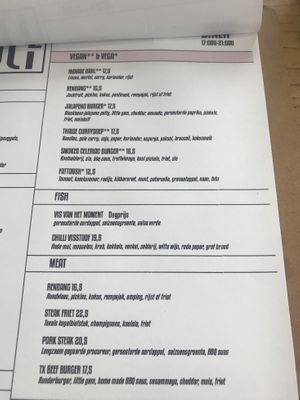 Menu at Strandpaviljoen Twaalf in Den Hoorn Texel