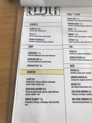 Menu  at Strandpaviljoen Twaalf in Den Hoorn Texel