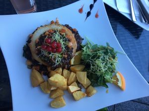 Kohlrabi with lentils, potatoes, and salad  at Sophie's in Berchtesgaden