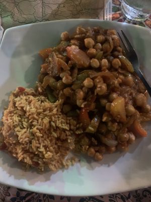 The chickpea dish is delicious, it is vegan but not stated on the menu! The owner is English and can tell you everything you can eat on the menu!  at The Olive Tree in Zakinthos