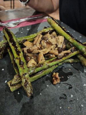 Timbal de setas y espárragos at La Pizarrita in Caceres