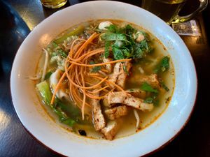 sweet potato glass noodle soup with homemade tofu at Caphe HOA 2 in Berlin