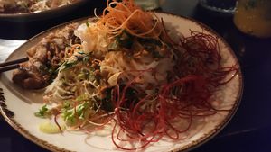 Dry pho with red curry sauce and vegan duck, beautiful! at Caphe HOA 2 in Berlin