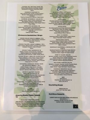 Menu 2/2 at Essence Natural  in Vaughan
