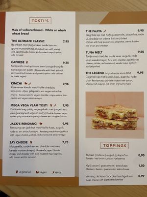 Menu Nov 2022 at Toastable in Utrecht