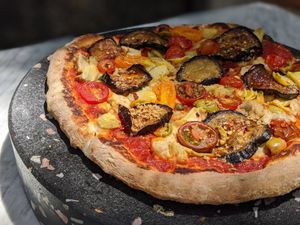 Eggplant parmesan Pizza at Pizza Futura in Mexico City