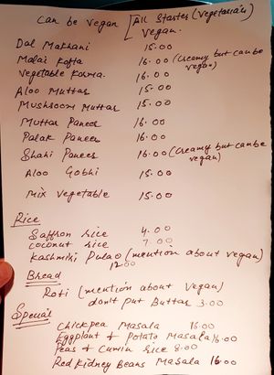 So sweet. She wrote out all the items that can be made vegan. Make sure you specify 'vegan' when you order. at The Flames in Kyneton