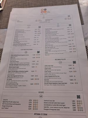 Food menu at Local - Alvalade in Lisbon