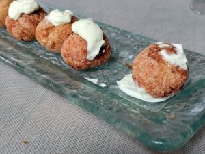 Best croquettes we've had so far! Sweet potato, seeds, and mushroom at La Cuina d'Adel in Valencia