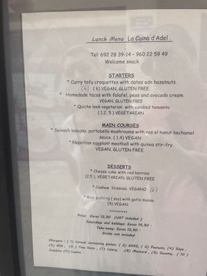 Menu  at La Cuina d'Adel in Valencia