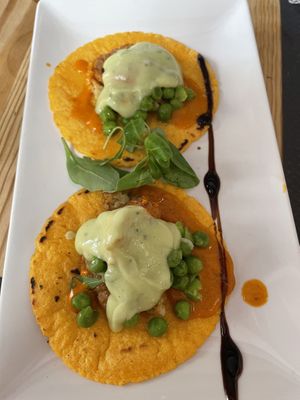 Tacos with Falafel and peas  at La Cuina d'Adel in Valencia