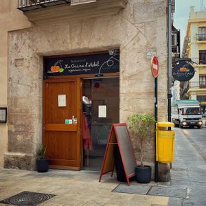 Located at street corner, 10min walk from central market at La Cuina d'Adel in Valencia