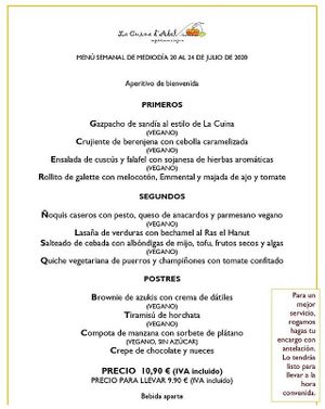 Cada semana cambia el menu at La Cuina d'Adel in Valencia