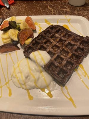 Chocolate waffle  at Kyffin Cafe Deli in Bangor