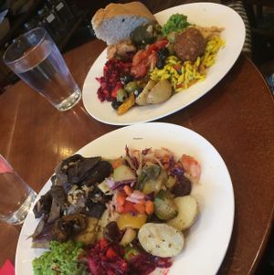 GF Polentia Cake; Vegan Mezze at Kyffin Cafe Deli in Bangor