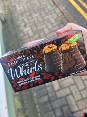 Purchased Dark Chocolate Ganache Truffle Walnut Whirls #Veganuary at Kyffin Cafe Deli in Bangor