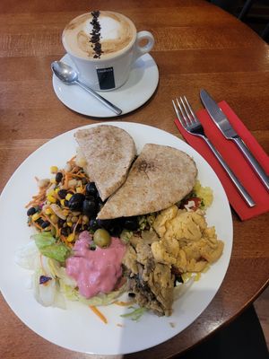 Soya Cappuccino and Vegan Mezze #Veganuary at Kyffin Cafe Deli in Bangor