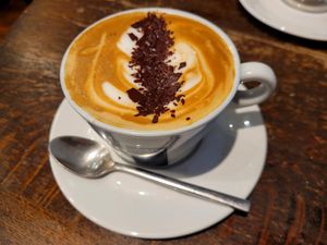 Soya Milk Cappuccino at Kyffin Cafe Deli in Bangor