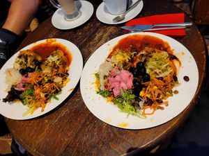 Stuffed Peppers with Salad at Kyffin Cafe Deli in Bangor