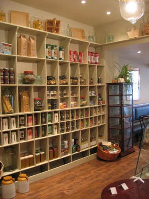 We stock many products. Coffee beans, loose leaf teas, locally made chocolate; truffles; Booja Booja, Montezuma s; Luscombes at Kyffin Cafe Deli in Bangor