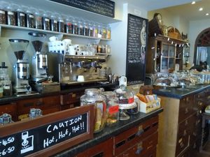 The counter at Kyffin Cafe Deli in Bangor