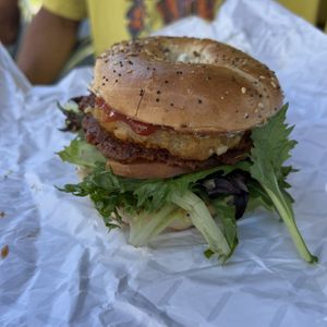 All Day Breakfast Burger  at The Hwy Cafe in Pemberton