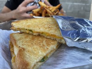 Vegan grilled cheese  at The Hwy Cafe in Pemberton