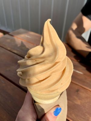 Pumpkin spice soft serve   at The Hwy Cafe in Pemberton