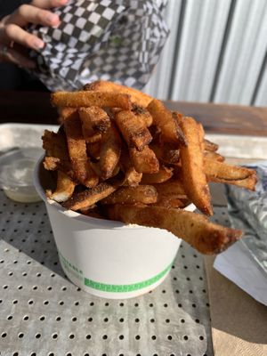 Fries + garlic aioli   at The Hwy Cafe in Pemberton
