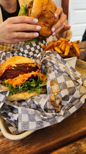 big crunch burger at The Hwy Cafe in Pemberton