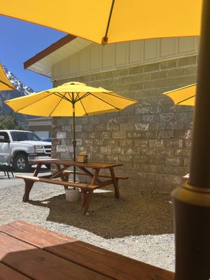 Outside patioo  at The Hwy Cafe in Pemberton