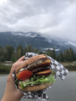 Beyond breakfast bagel sandwich at The Hwy Cafe in Pemberton